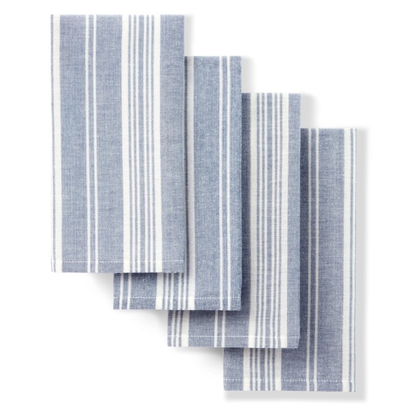 Set of 4 Cloth Napkins, Chambray Stripe. NWT - Picture 1 of 5